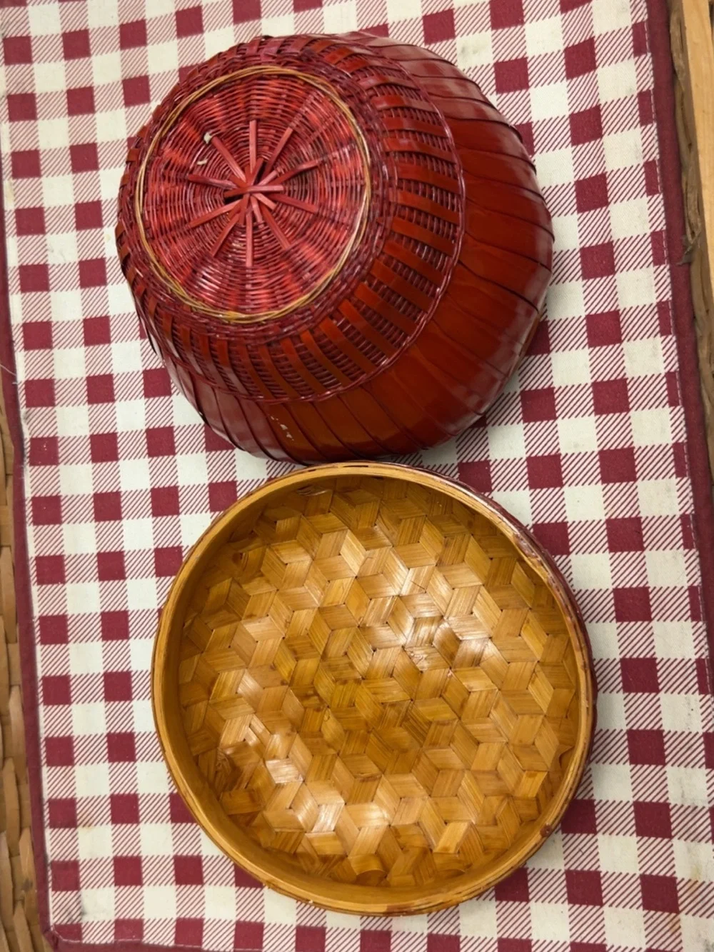 Handwoven Red Decorative Rattan Apple Basket Home Accents
